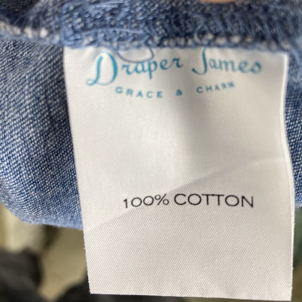 Draper James Denim Shirt Womens 4 Blue Ruffle Preppy Resort Vacation Country - Picture 9 of 9